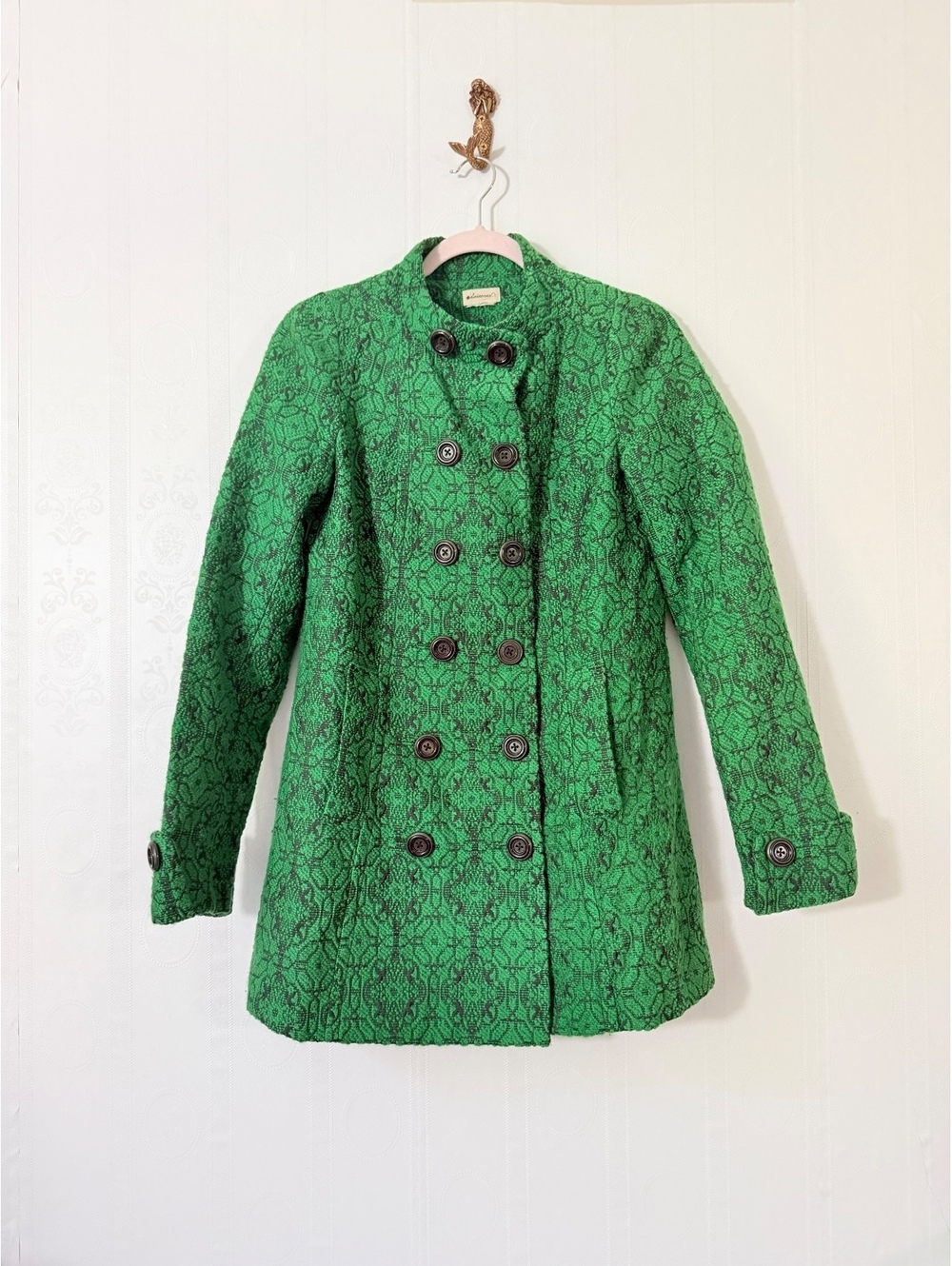 Anthropologie Green Lace Coat | Size M
